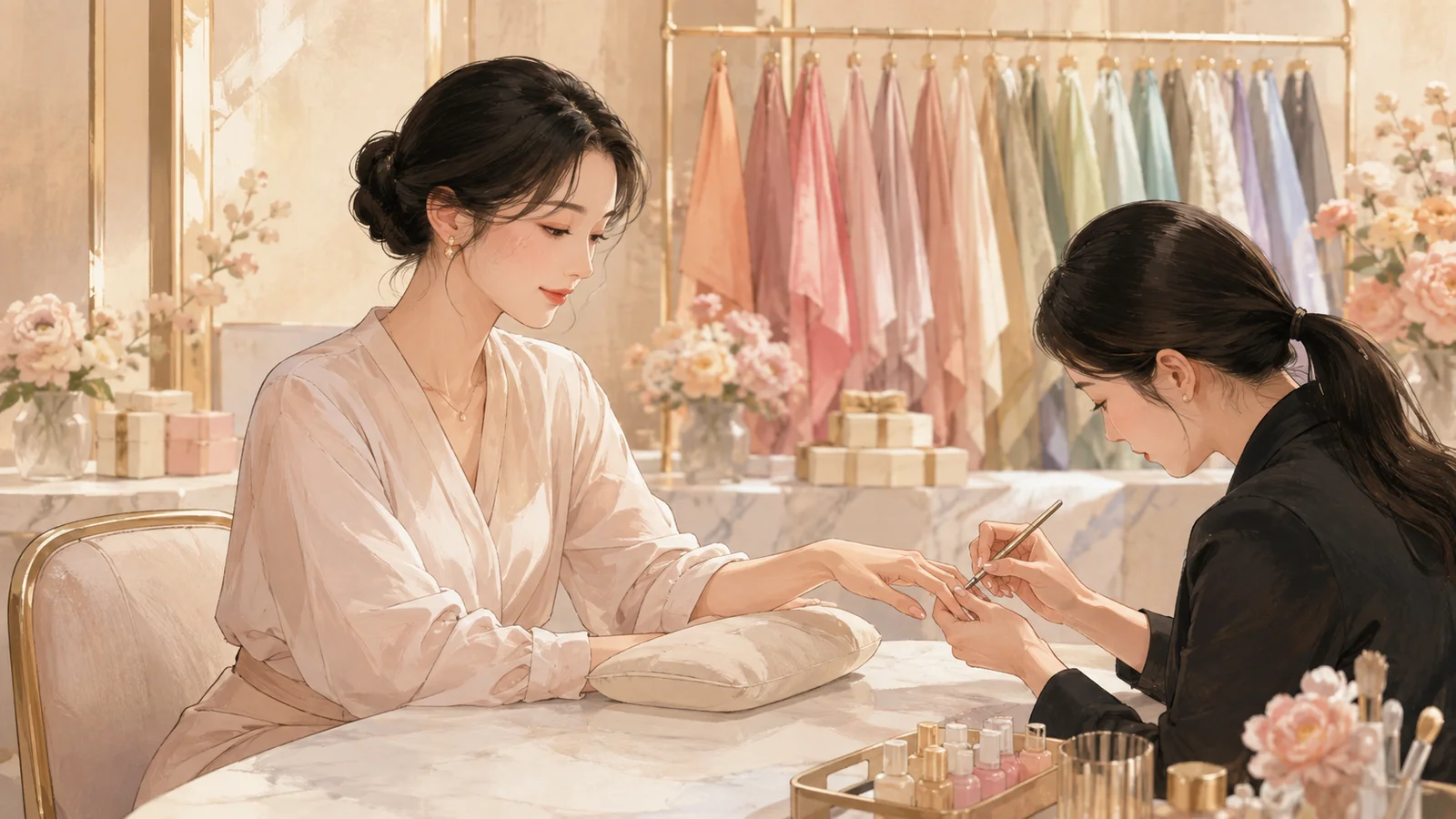 브랜드 팝업스토어 체험부스에서 진행되는 네일아트·퍼스널컬러 체험 현장