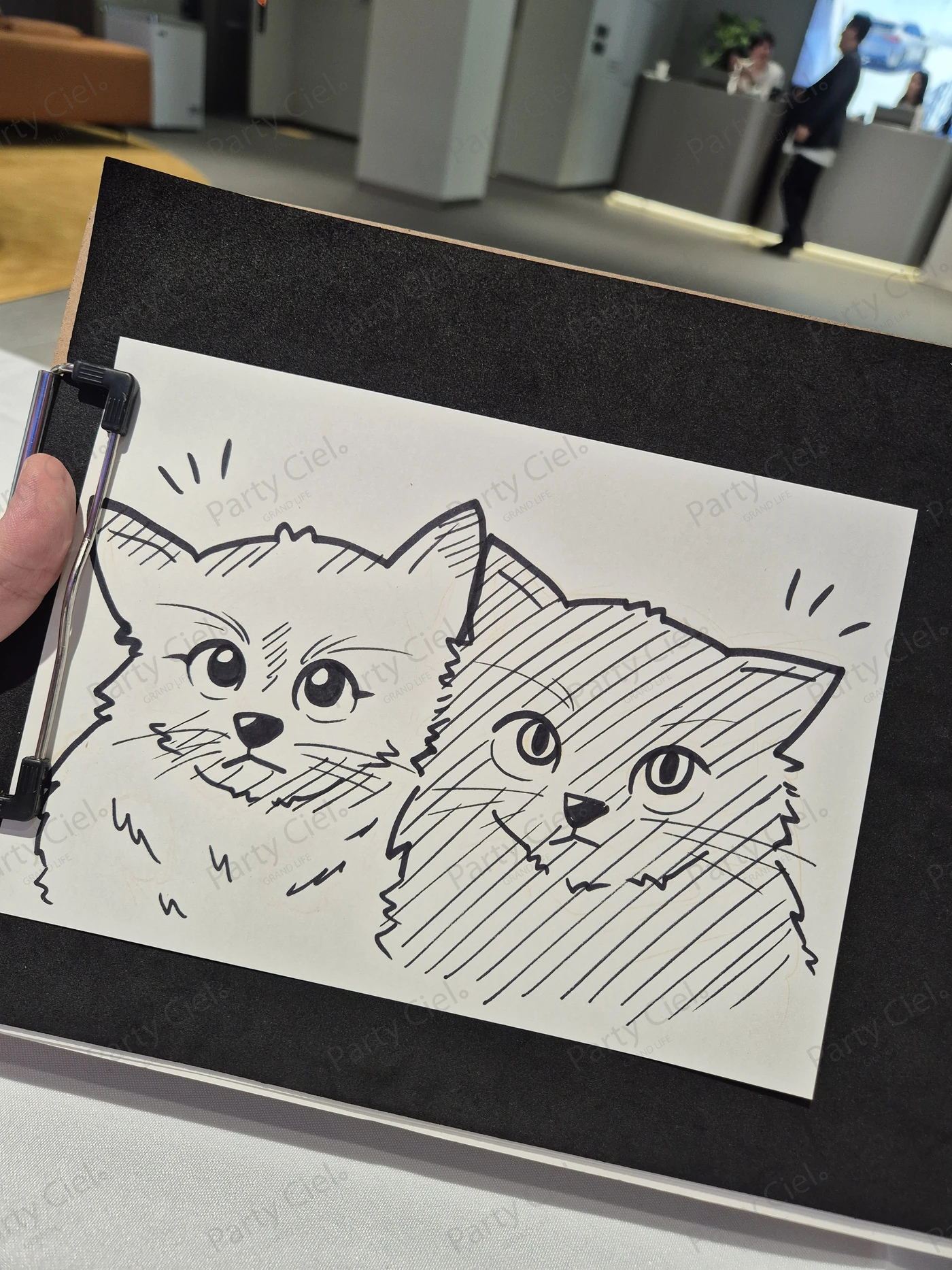 완성된 반려동물(고양이) 캐리커처 그림