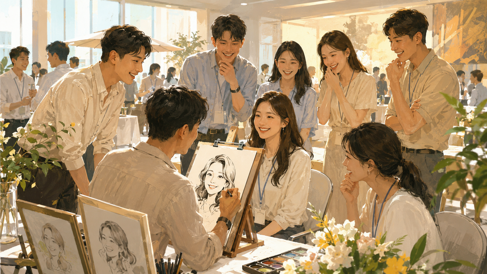 여름 워크샵 체험부스, 캐리커처로 팀 분위기 바꾸는 법 | 파티시엘 현장