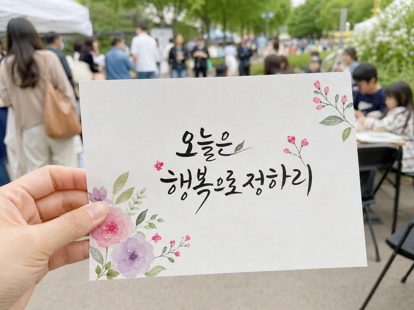 행사 현장 캘리그라피 부스 운영·체험 분위기