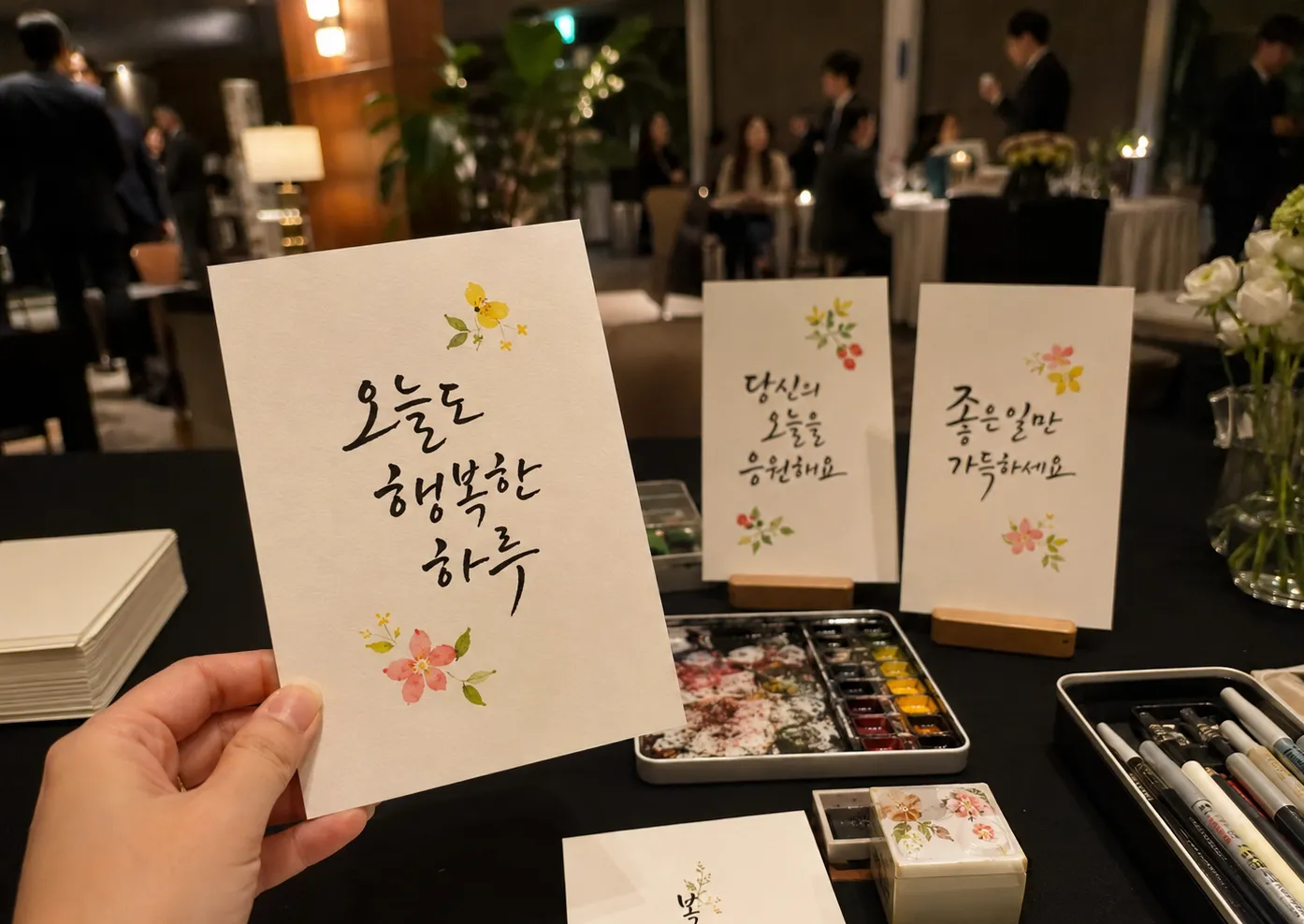 기업·축제 행사 캘리그라피 체험 부스 분위기